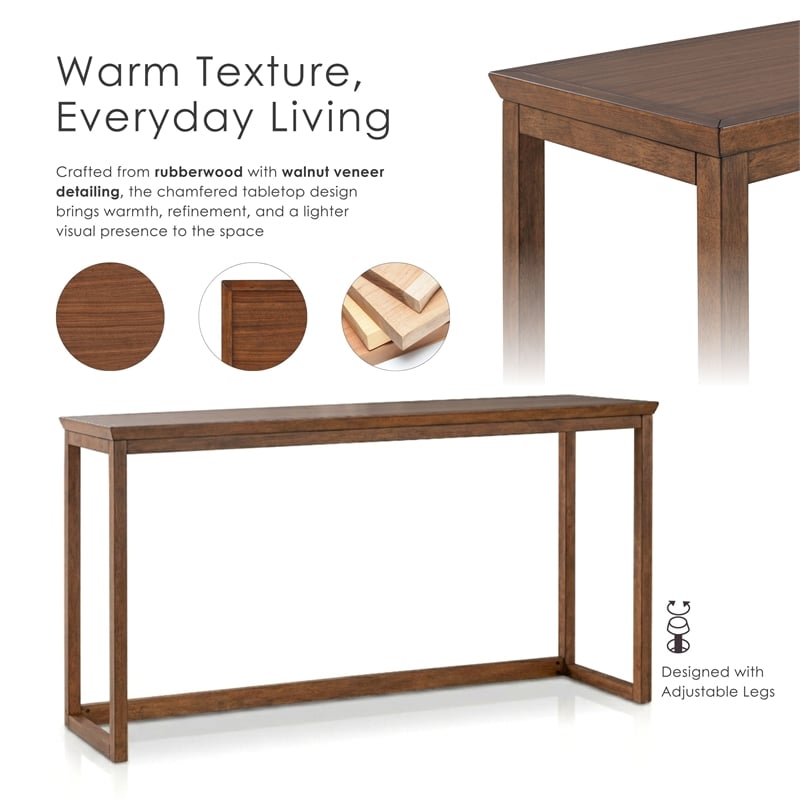 Furniture of America Forma Solid Wood 4-Piece Sofa Table with Stools in Walnut