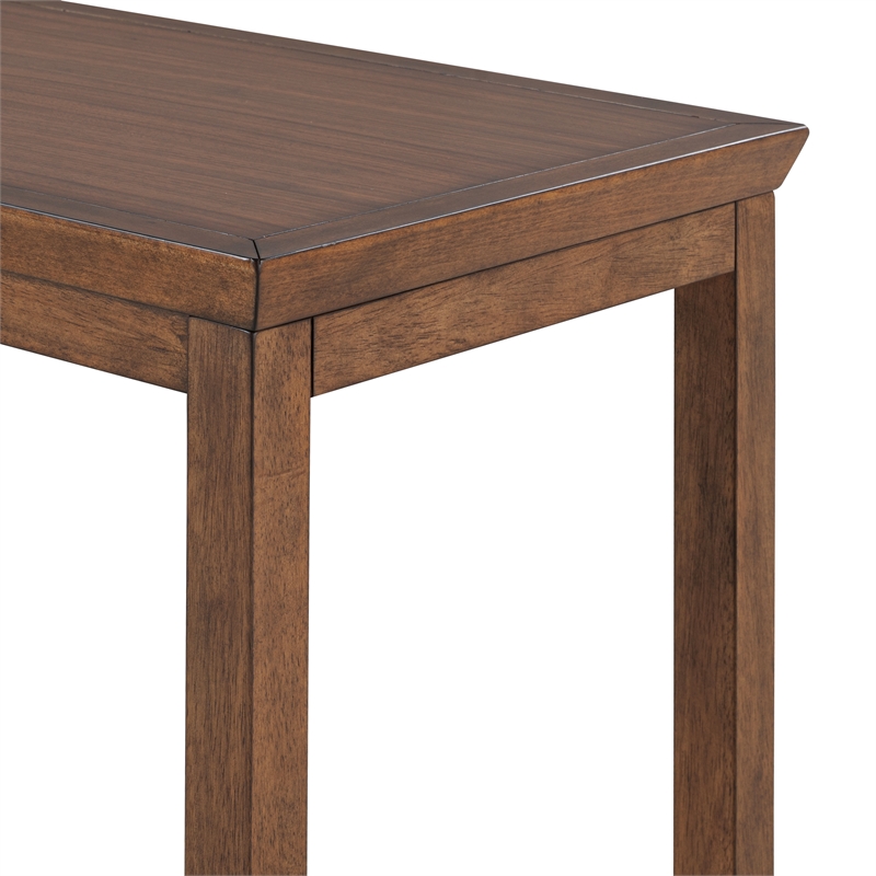 Furniture of America Forma Solid Wood 4-Piece Sofa Table with Stools in Walnut