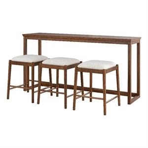 Furniture of America Forma Solid Wood 4-Piece Sofa Table with Stools in Walnut