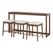 Furniture of America Forma Solid Wood 4-Piece Sofa Table with Stools in Walnut