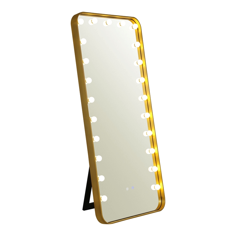 Furniture of America Auriol Metal Bluetooth LED Lights Standing Mirror in Gold