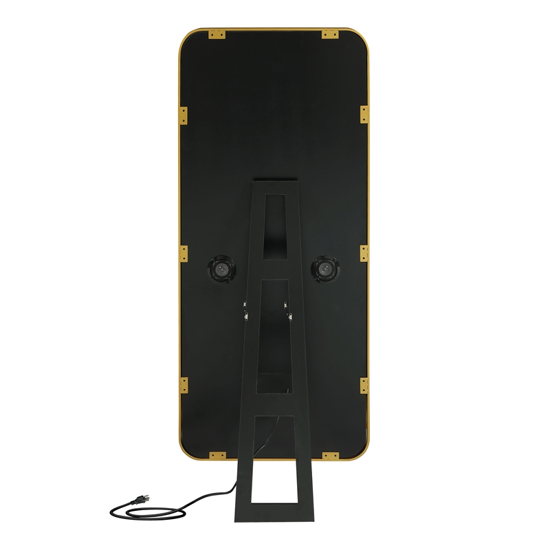 Furniture of America Auriol Metal Bluetooth LED Lights Standing Mirror in Gold