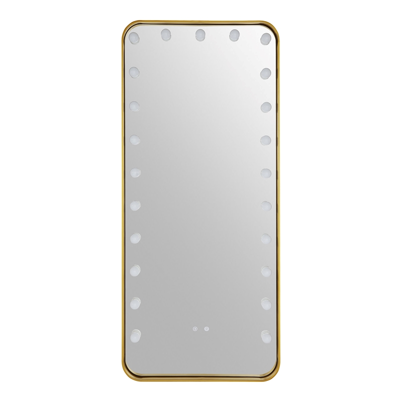 Furniture of America Auriol Metal Bluetooth LED Lights Standing Mirror in Gold