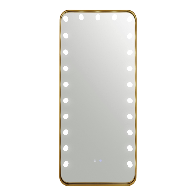 Furniture of America Auriol Metal Bluetooth LED Lights Standing Mirror in Gold