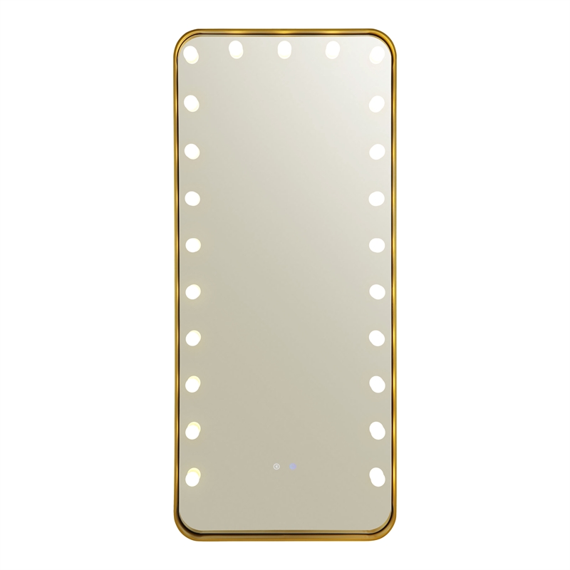 Furniture of America Auriol Metal Bluetooth LED Lights Standing Mirror in Gold