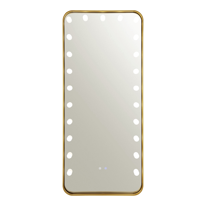 Furniture of America Auriol Metal Bluetooth LED Lights Standing Mirror in Gold
