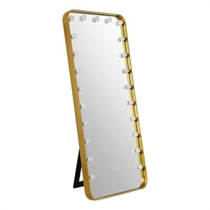 Furniture of America Auriol Metal Bluetooth LED Lights Standing Mirror in Gold