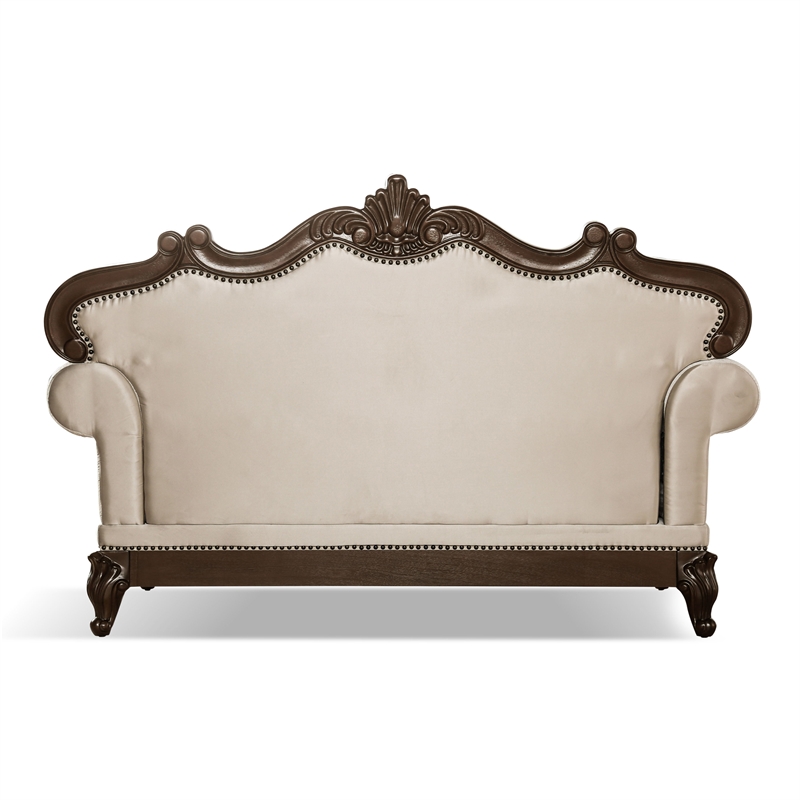 Furniture of America Adelaide Fabric Tufted Back Loveseat in Beige