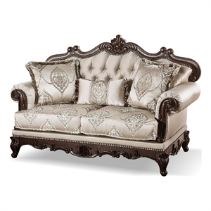 Furniture of America Adelaide Fabric Tufted Back Loveseat in Beige