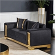 Furniture of America Afra Fabric Soft Curved Track Arms Loveseat in Black