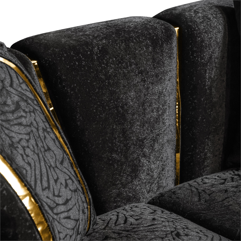 Furniture of America Afra Fabric Soft Curved Track Arms Loveseat in Black