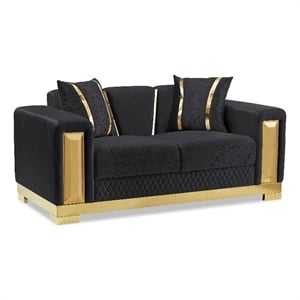 Furniture of America Afra Fabric Soft Curved Track Arms Loveseat in Black