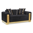 Furniture of America Afra Fabric Soft Curved Track Arms Loveseat in Black