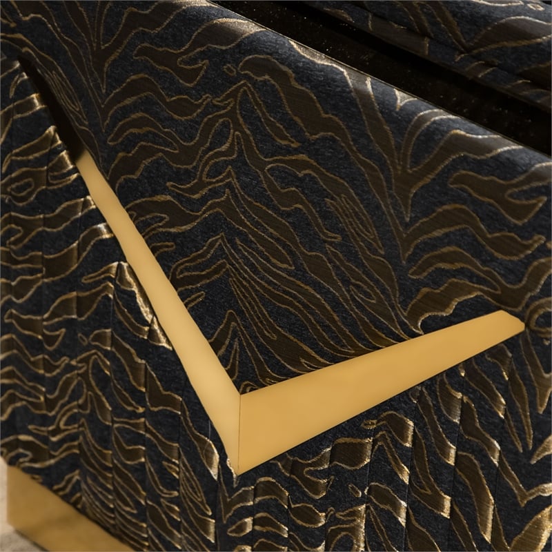 Furniture of America Samison Fabric Zebra Print Gold Trim Loveseat in Black