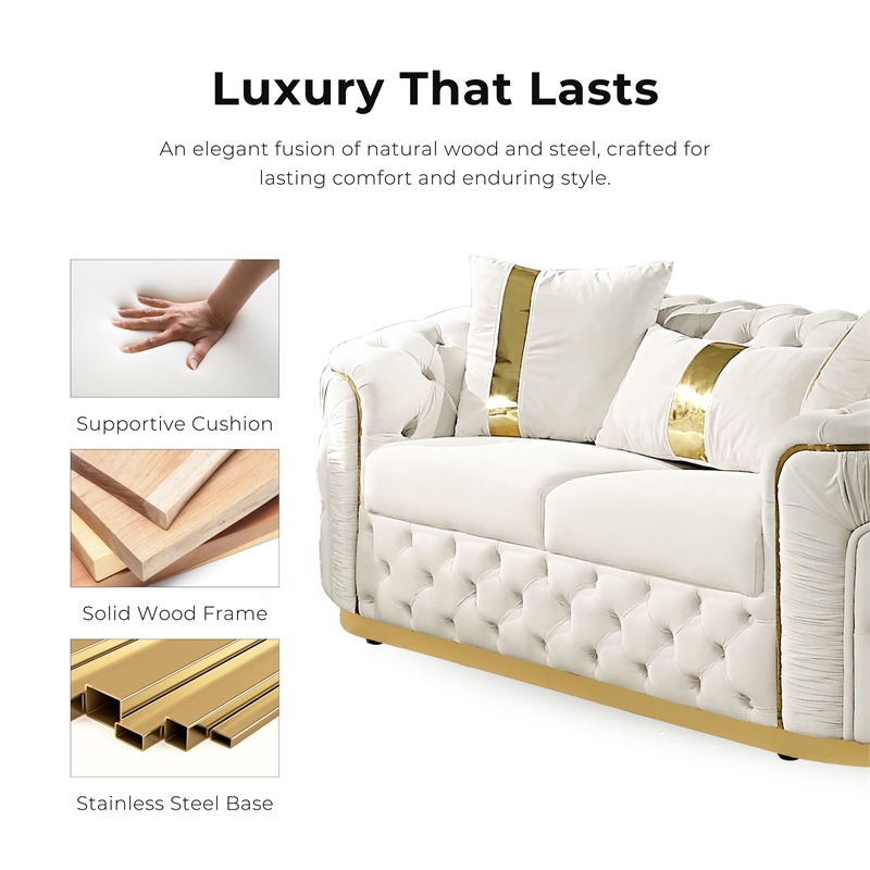 Furniture of America Elbrook Fabric Slope Curved Arm Loveseat in Beige