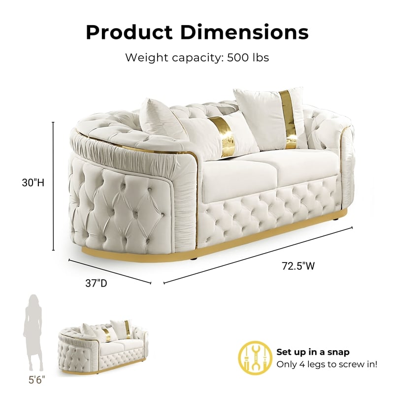 Furniture of America Elbrook Fabric Slope Curved Arm Loveseat in Beige