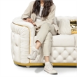Furniture of America Elbrook Fabric Slope Curved Arm Loveseat in Beige