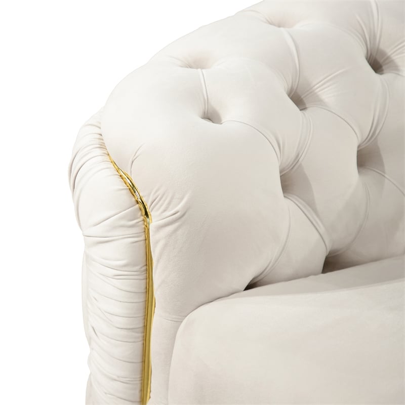 Furniture of America Elbrook Fabric Slope Curved Arm Loveseat in Beige