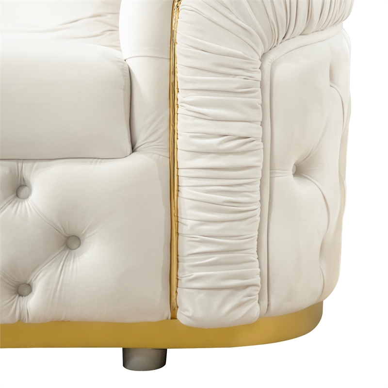 Furniture of America Elbrook Fabric Slope Curved Arm Loveseat in Beige