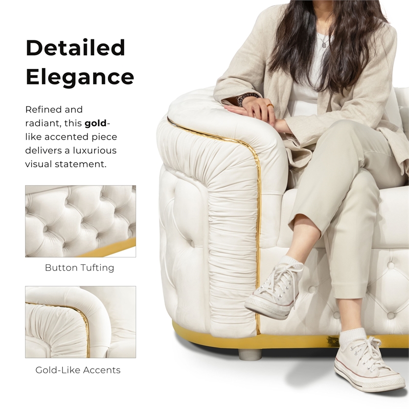 Furniture of America Elbrook Fabric Slope Curved Arm Loveseat in Beige