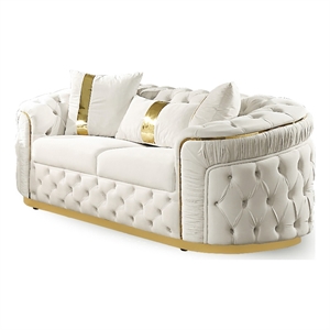 Furniture of America Elbrook Fabric Slope Curved Arm Loveseat in Beige