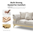 Furniture of America Ranera Fabric Flare Channeled Arms Loveseat in Beige