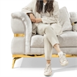 Furniture of America Ranera Fabric Flare Channeled Arms Loveseat in Beige