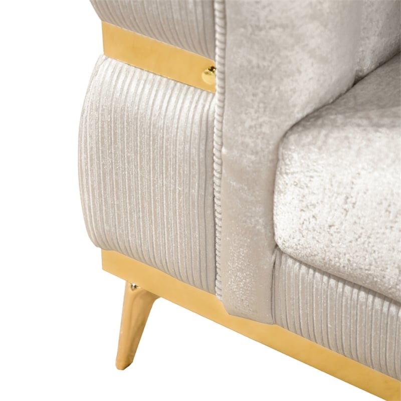 Furniture of America Ranera Fabric Flare Channeled Arms Loveseat in Beige