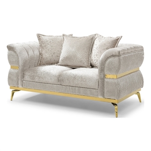 Furniture of America Ranera Fabric Flare Channeled Arms Loveseat in Beige