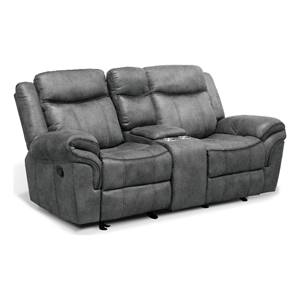 Furniture of America Moya Faux Leather Manual Glider Loveseat in Dark Gray