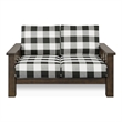 Furniture of America Gavik Wood Plaid Pattern Loveseat in Dark Walnut