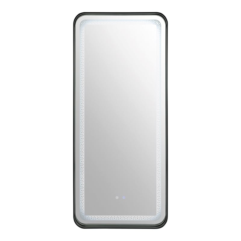Furniture of America Eirlys Metal Bluetooth LED Lights Standing Mirror in Black