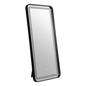 Furniture of America Eirlys Metal Bluetooth LED Lights Standing Mirror in Black