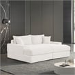 Furniture of America Ophelia Fabric Double Chaise Sofa with USB Ports in White