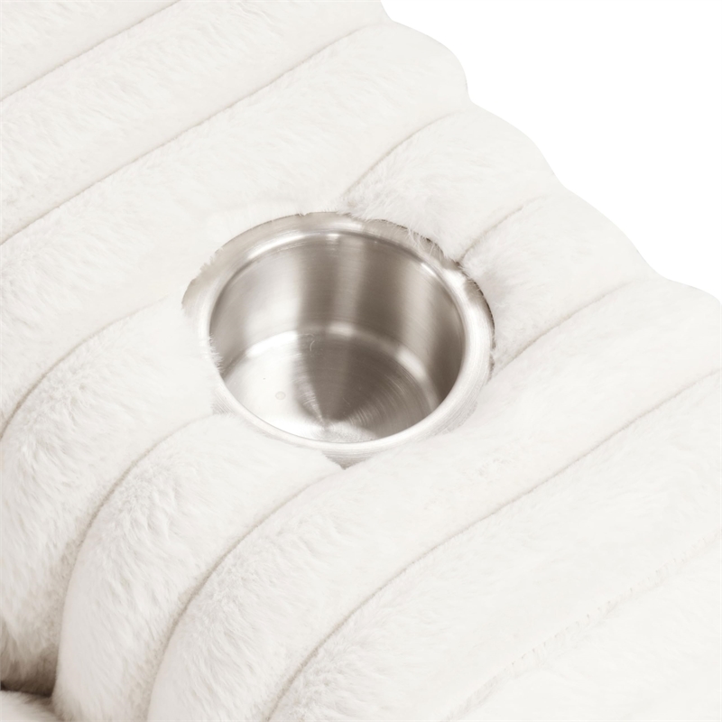 Furniture of America Ophelia Fabric Double Chaise Sofa with USB Ports in White