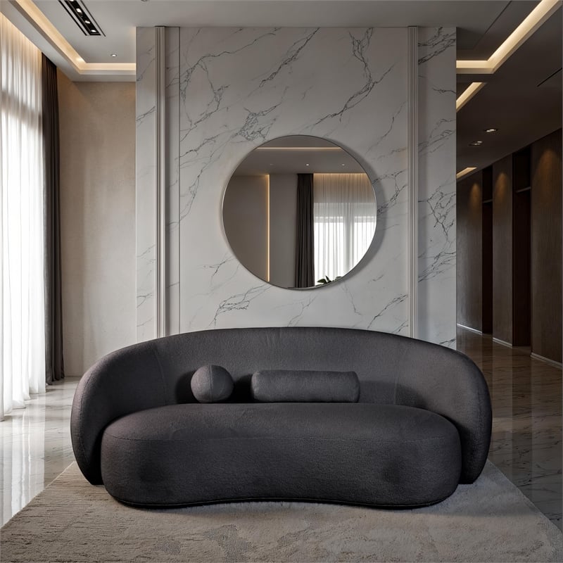 Furniture of America Sylin Chenille and Wood Sculpted Silhouette Sofa in Black