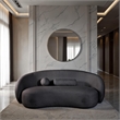 Furniture of America Sylin Chenille and Wood Sculpted Silhouette Sofa in Black