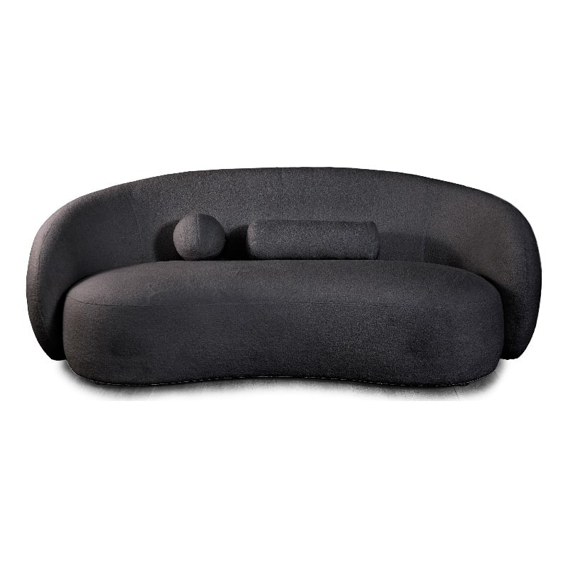 Furniture of America Sylin Chenille and Wood Sculpted Silhouette Sofa in Black