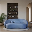 Furniture of America Sylin Chenille and Wood Sculpted Silhouette Sofa in Blue