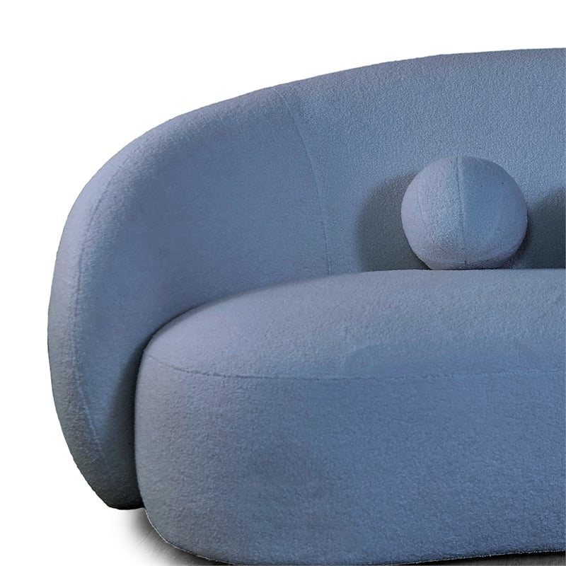 Furniture of America Sylin Chenille and Wood Sculpted Silhouette Sofa in Blue