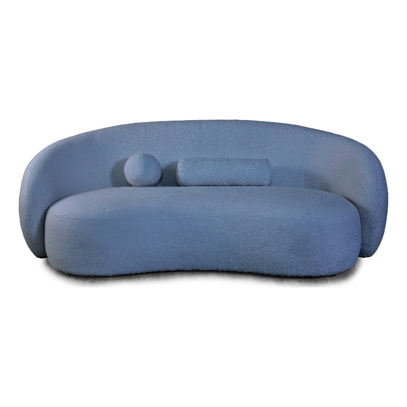 Furniture of America Sylin Chenille and Wood Sculpted Silhouette Sofa in Blue