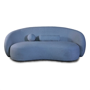 Furniture of America Sylin Chenille and Wood Sculpted Silhouette Sofa in Blue