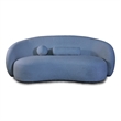 Furniture of America Sylin Chenille and Wood Sculpted Silhouette Sofa in Blue