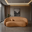 Furniture of America Sylin Chenille and Wood Sculpted Silhouette Sofa in Brown