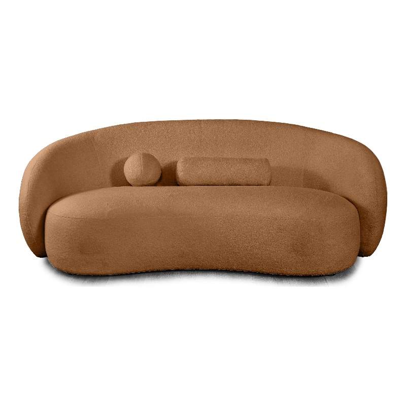 Furniture of America Sylin Chenille and Wood Sculpted Silhouette Sofa in Brown