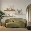 Furniture of America Sylin Chenille and Wood Sculpted Silhouette Sofa in Green