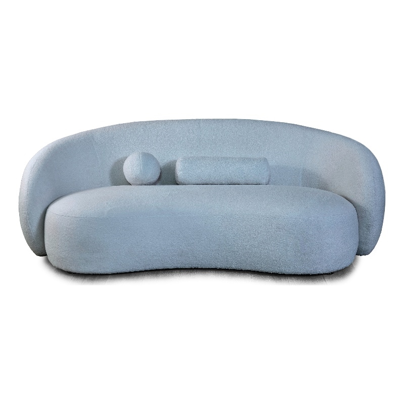 Furniture of America Sylin Chenille and Wood Sculpted Silhouette Sofa in Blue