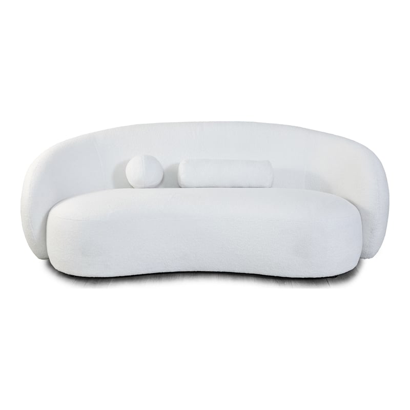 Furniture of America Sylin Chenille and Wood Sculpted Silhouette Sofa in White