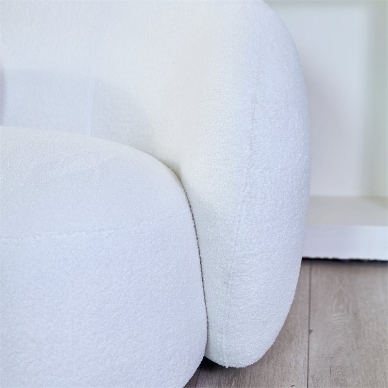Furniture of America Sylin Chenille and Wood Sculpted Silhouette Sofa in White