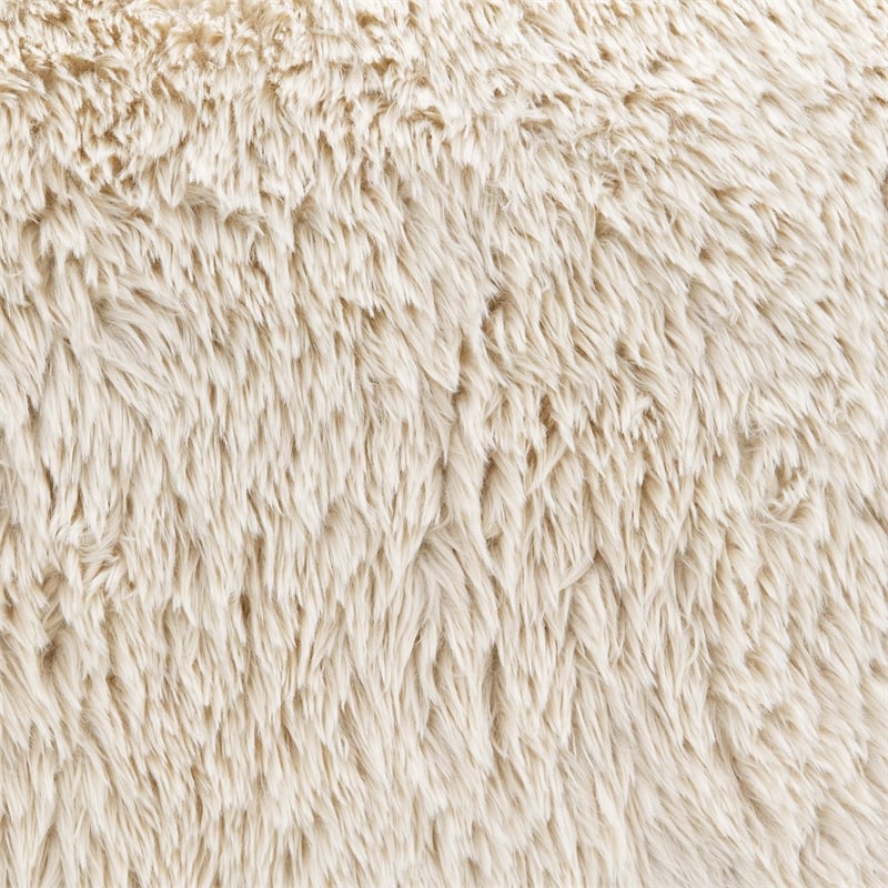 Furniture of America Grizzly Fabric Long-Pile Shaggy Plush Sofa in Beige
